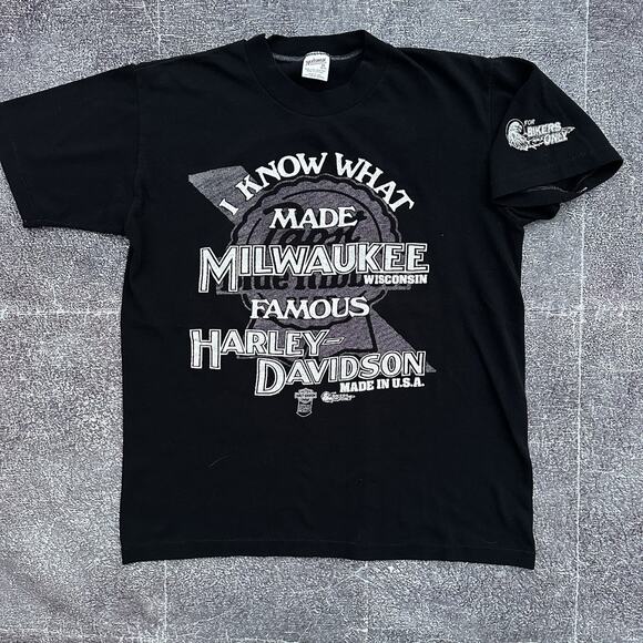 Men's Vintage 70's Harley Davidson Motorcycle USA Black Famous T Shirt Tee Sz M